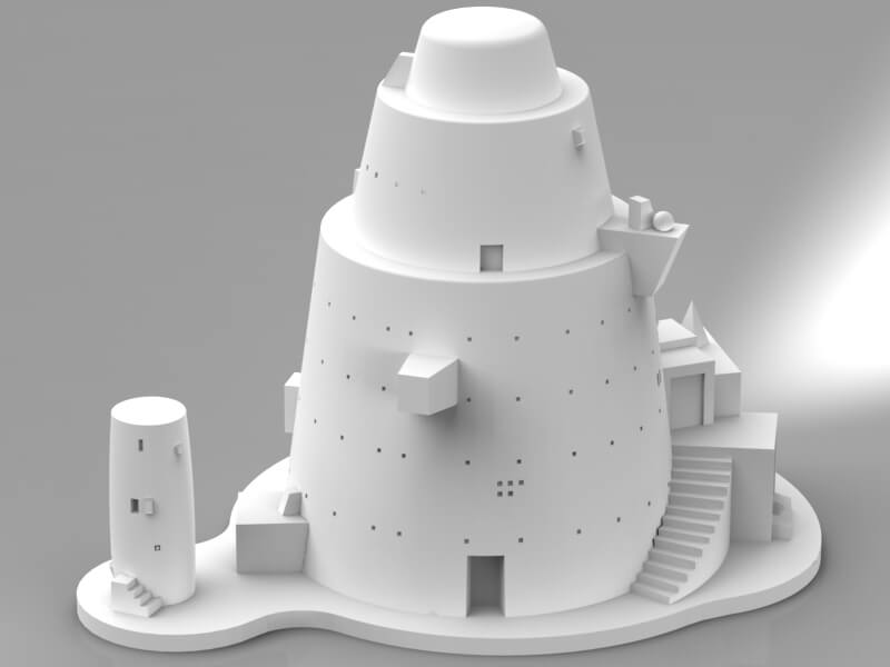 Render 3D de Torre de los Vientos