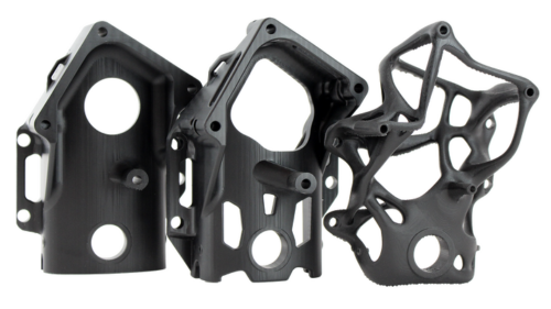 Piezas de Carbon 3D DLS con diversos efectos y marcas inherentes al proceso